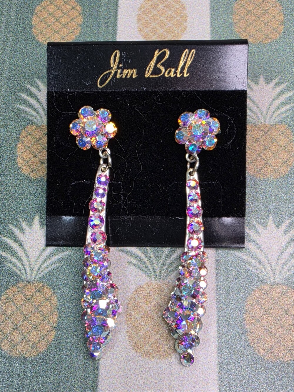 Jim Ball Iridescent Crystal Drop Earrings